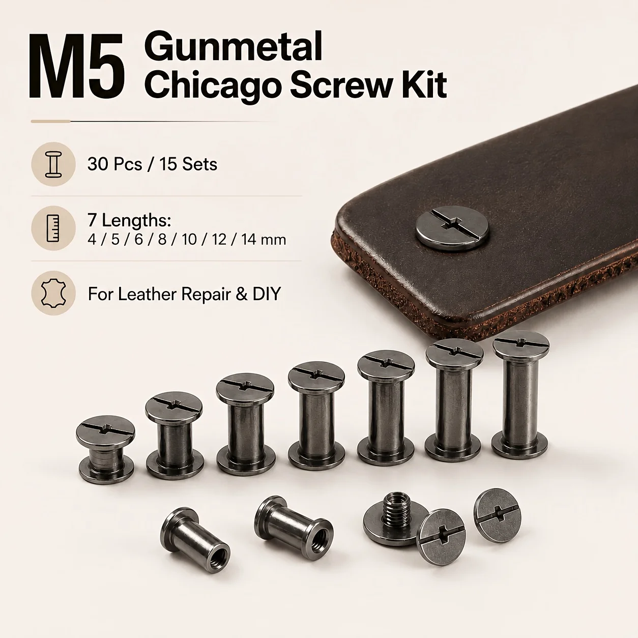 30pieces of 5x4/5/6/8/10/12/14Gun black Chicago screws,stapled books,bound photo albums,docked account books,book buckles,rivets