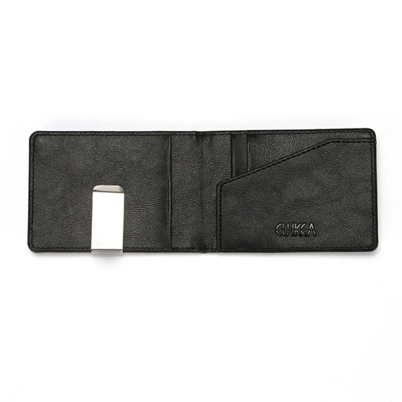 Modische Herren-Geldbörse aus PU-Leder, zweifach faltbar, mit Geldklammer, multifunktional, dünne Metallklammer, Kartenhalter – Detail 8