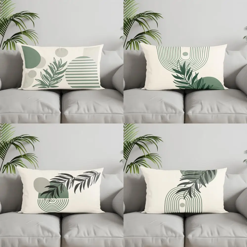 ديكور المنزل كيس وسادة منقوش هندسي وأوراق شجر مناسب لأريكة غرفة النوم غطاء وسادة السيارة وسادة خلفية مستطيلة #1