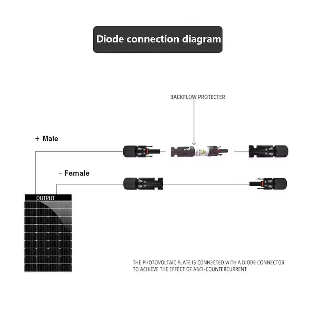 1Pcs 10A 15A 20A 30A Photovoltaic Diode Connector IP67 Waterproof Snap In Locking Solar Panel Diode Connector