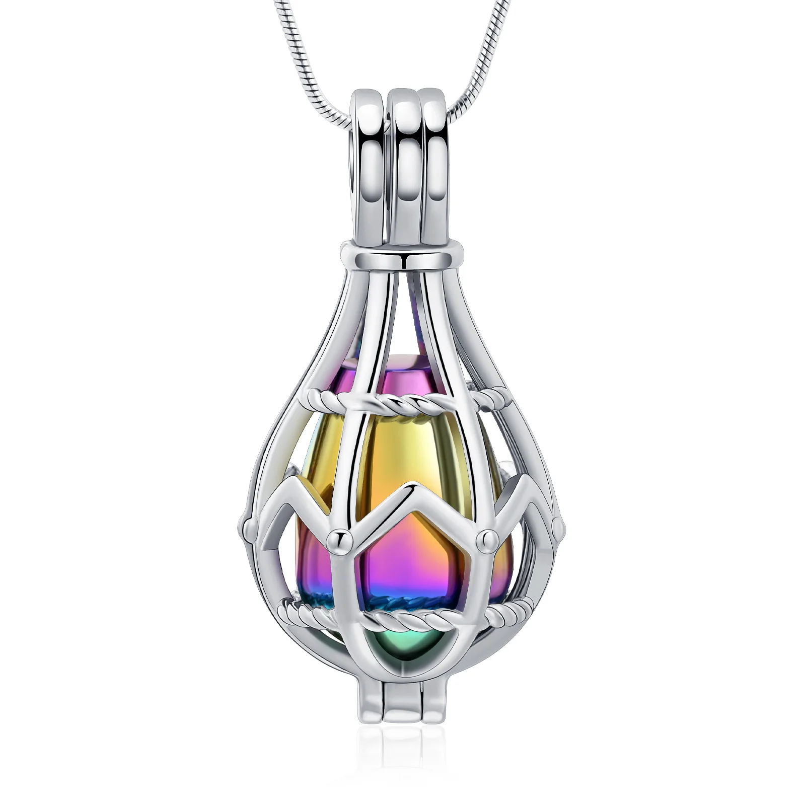 

Cremation Jewelry Hollow Teardrop Urn Necklace For Human Pet Ashes Water Drop Locket Pendant Stainless Steel Keepsake Jewelry