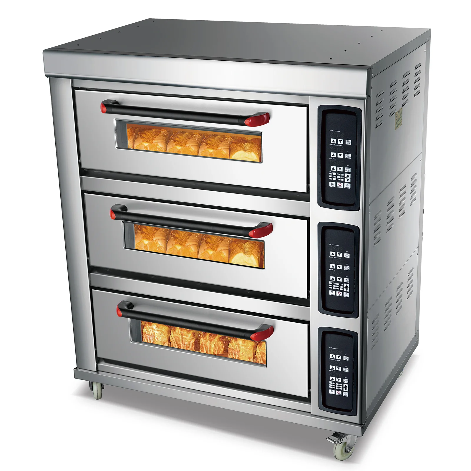 New Commercial Electric 3 Layer 6/9/12 Tray Stainless Steel Cake & Bread & Pizza Oven with Touch Control Corn Raw