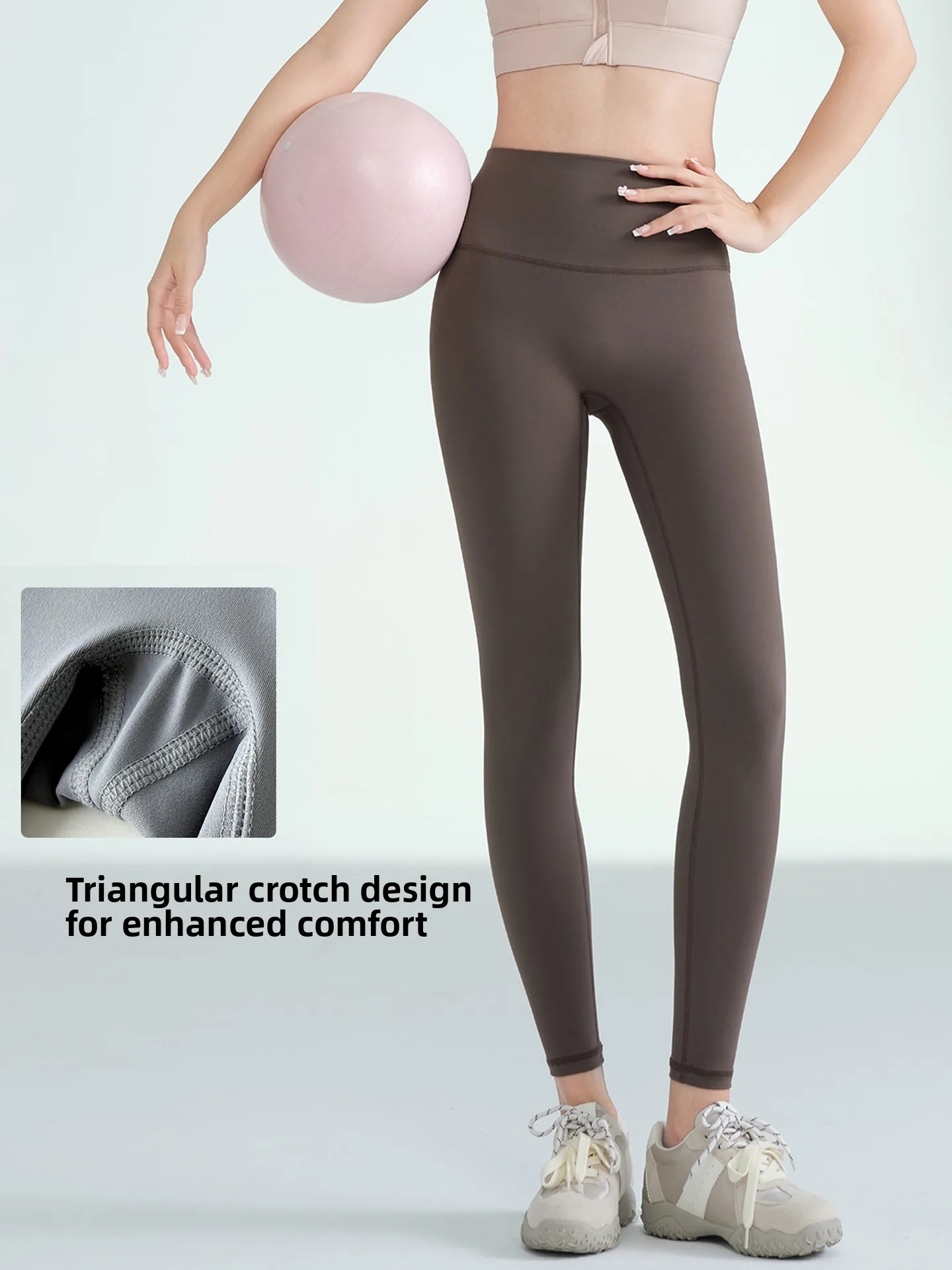 

Cé Brown Yoga Pants High Waist Slim Fit Thin Fitn Elastic Butt Lifting ark Skin Trousers for Women Autumn New Arrival