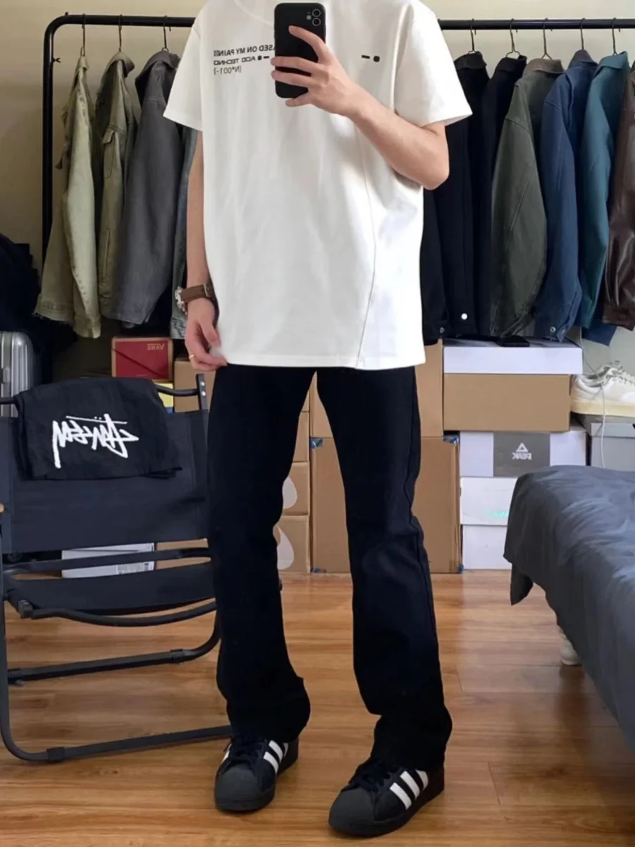 アメリカンスタイル クリーンフィット ヘビーウェイト デコンストラクト パッチワーク レター 半袖 Tシャツ ユニセックス トレンディなデザイン ボクシー トップ