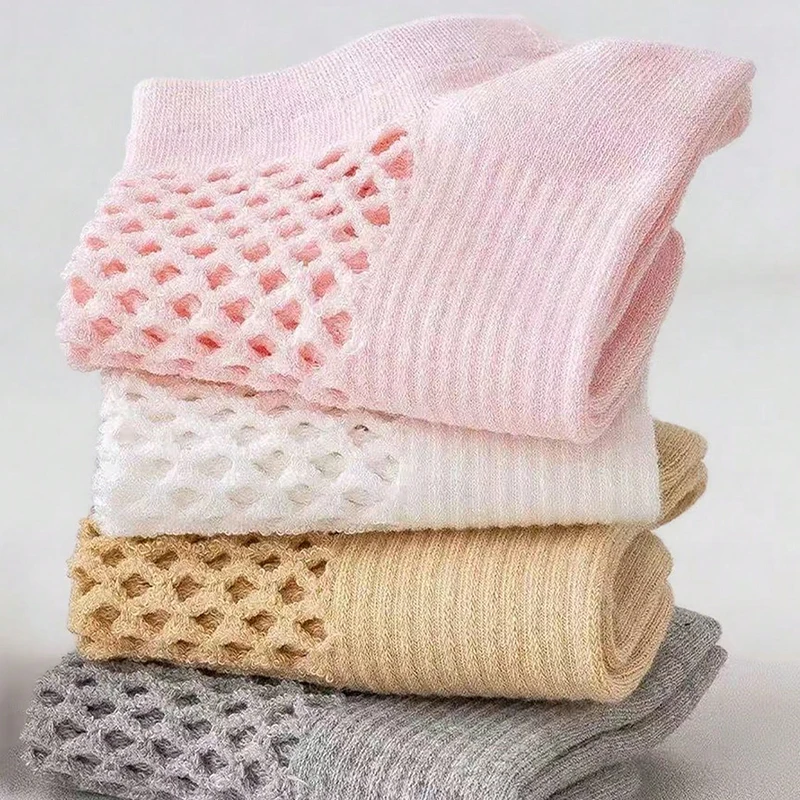 1/5/10/15/20 Pairs Random Women Classic Macaron Color Hollow Mesh No Show Socks, Soft Breathable Casual Invisible No Show Socks view 2