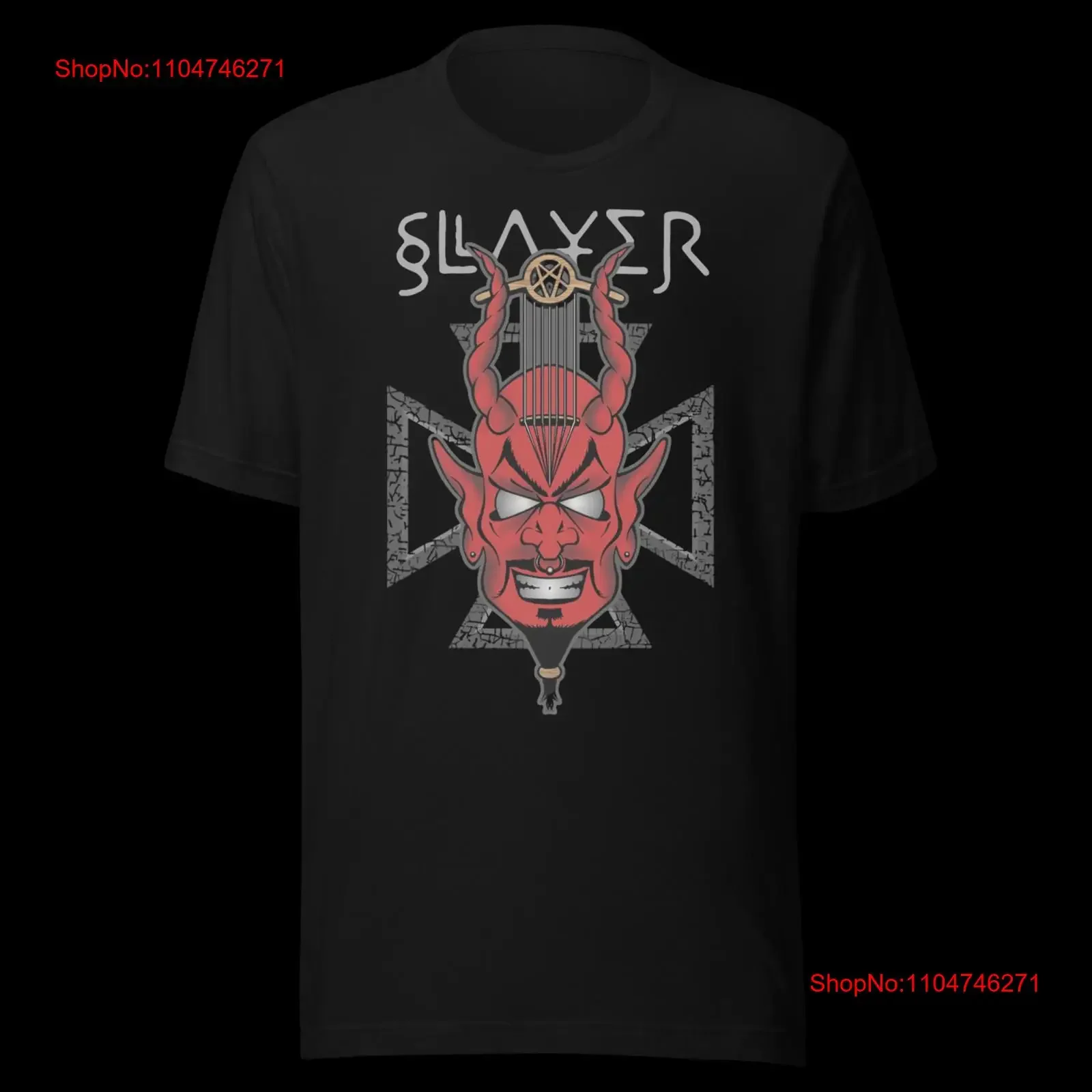 

Slayer Devil's Horns Vintage Jumbo Print T Shirt vintage Washed Versatile Top For Everyday Wear designer clothes Comfortable