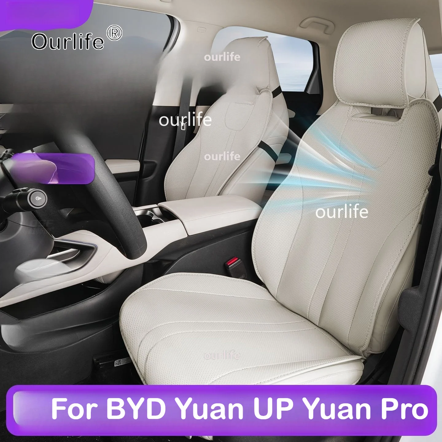 Car Seat Cover Specific Customize For BYD Yuan UP Yuan Pro 2026 2025 Half pack with Front and Rear  PU Leather seats cover