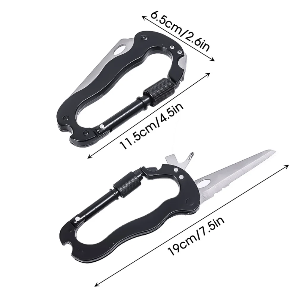 5-in-1 Multi-function Mountaineering Buckle Fast Hanging Buckle Cross Screwdriver Carabiner Bottle Opener Outdoor Safety Defensa