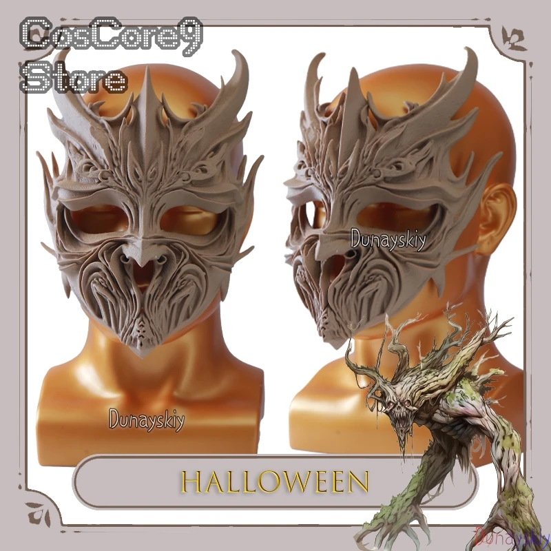 

Halloween Tree Spirit Cosplay Mask Wooden Demon Facepiece Anime Game Character Prop Christmas party cosplay 코스프레 stage props