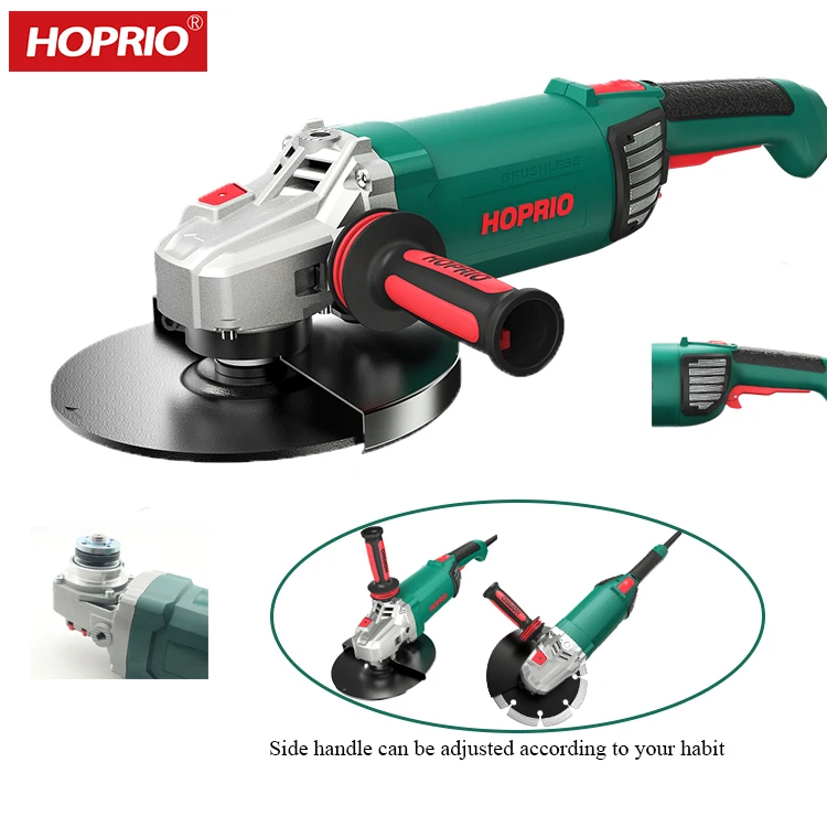 HOPRIO angle grander cutter machine 220V 2600W 5500RPM 9 inch brushless grinder manufacturer