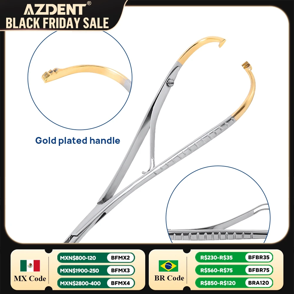 Dental Needle Holder Tweezers AZDENT Stainless Steel Forceps Orthodontic Instrument Dentist Surgical Dentistry Tools