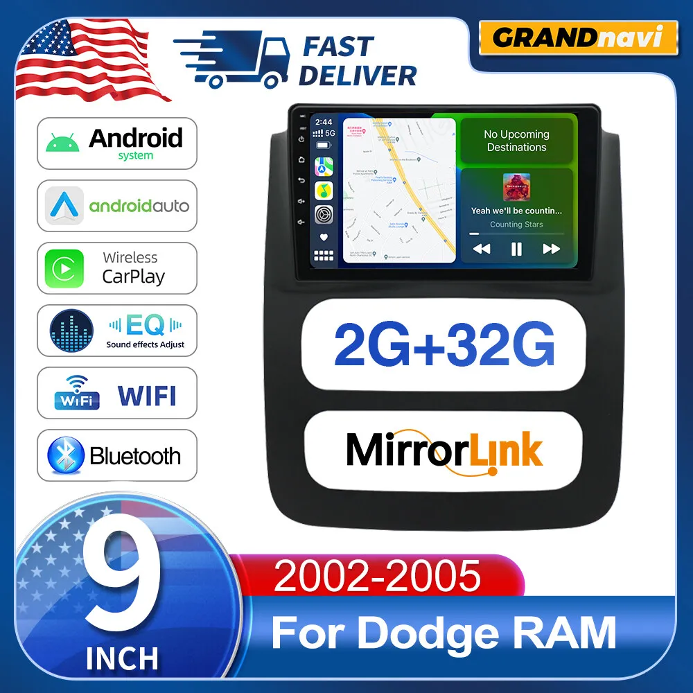 

Автомагнитола Grandnavi для Dodge Ram 2002-2005, Android 11, 9 дюймов, стерео, беспроводная, Carplay, Android, автомобильный сенсорный экран, GPS, Wi-Fi, DSP