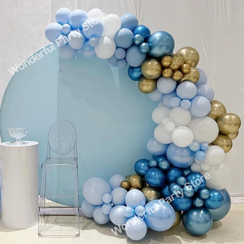 131Pcs Macaron Blue Balloon Arch Garland Kit White Metal Gold Blue Latex Balloons Party Bridal Baby Shower Birthday Decor