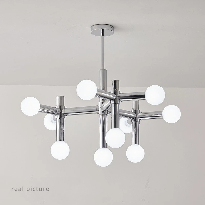 Nordic Style Glass Ball Metal Ceiling Lamp Simple Design Living Room Chrome Lamp Light Luxury Bedroom Space Theme Pendant Lights