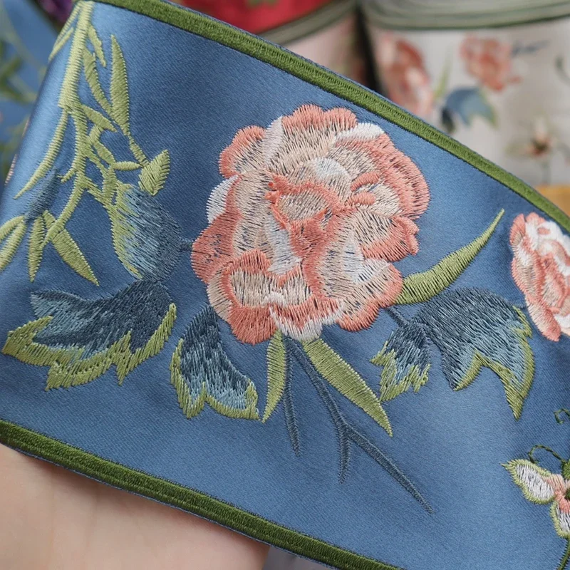 1 M จีนปัก Webbing Retro เย็บปักถักร้อยลูกไม้ Trim สําหรับ DIY Hanfu เครื่องแต่งกายเบาะผ้าม่านตกแต่งริบบิ้นอุปกรณ์เสริม