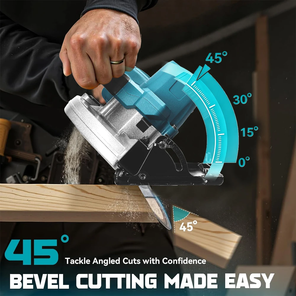 ONEKFYFD 7 Inch Brushless Electric Circular Saw Cordless Efficient Woodworking Cutting Power Tools For 18V Lithium-Ion Battery