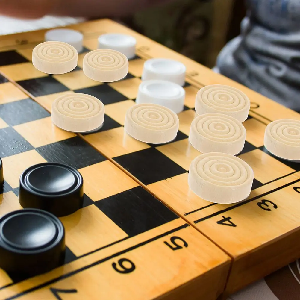 24-teiliges rundes Schachfiguren-Ersatzspielbrett-Zubehör aus Holz, Lernspielzeug für hochwertige Qualität, geringes Gewicht