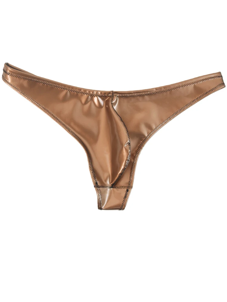 

S-XXL Wet Look PVC Jockstrap Hombre Convex Pouch Men Thongs G Strings Shiny PU Leather Bikini Tanga Calzoncillos Briefs Panties