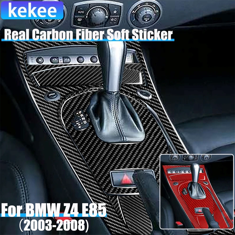 

Real Carbon Fiber Car Accessories Automatic Gear Set Decorative Cover Soft Sticker For BMW Z4 E85 2003 2004 2005 2006 2007 2008