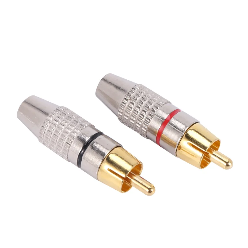 AM-400 Pcs RCA Plug Conector de cabo de travamento de áudio e vídeo banhado a ouro