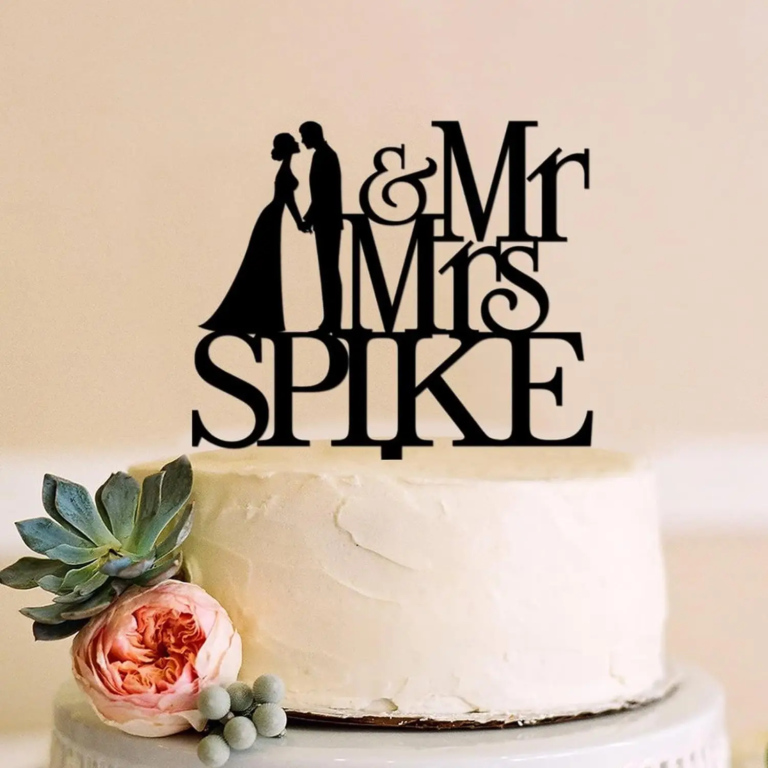 Couple Silhouette Cake Topper, Custom Last Name Mr&Mrs Cake Topper, Wedding Reception Cake T Rustic Gift Wedding Engagement