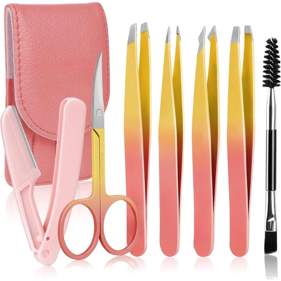 6개입 그라데이션 컬러 눈썹 집게 세트 메이크업 뷰티 도구 인조 속눈썹 접착용 눈썹 정리 집게 여성용