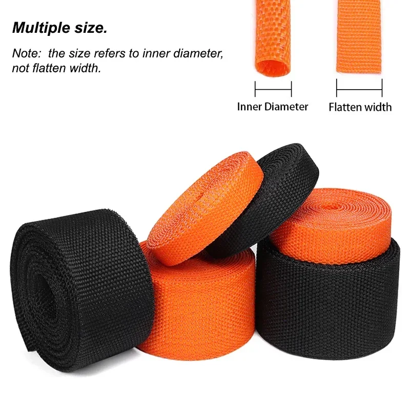 1-20M 2:1 Heat Shrink Tube Shrinkable Fabric Braided Sleeve Dia.4-45mm Flame Retardant PET Auto Line Organizer Wire Wrap Sheath