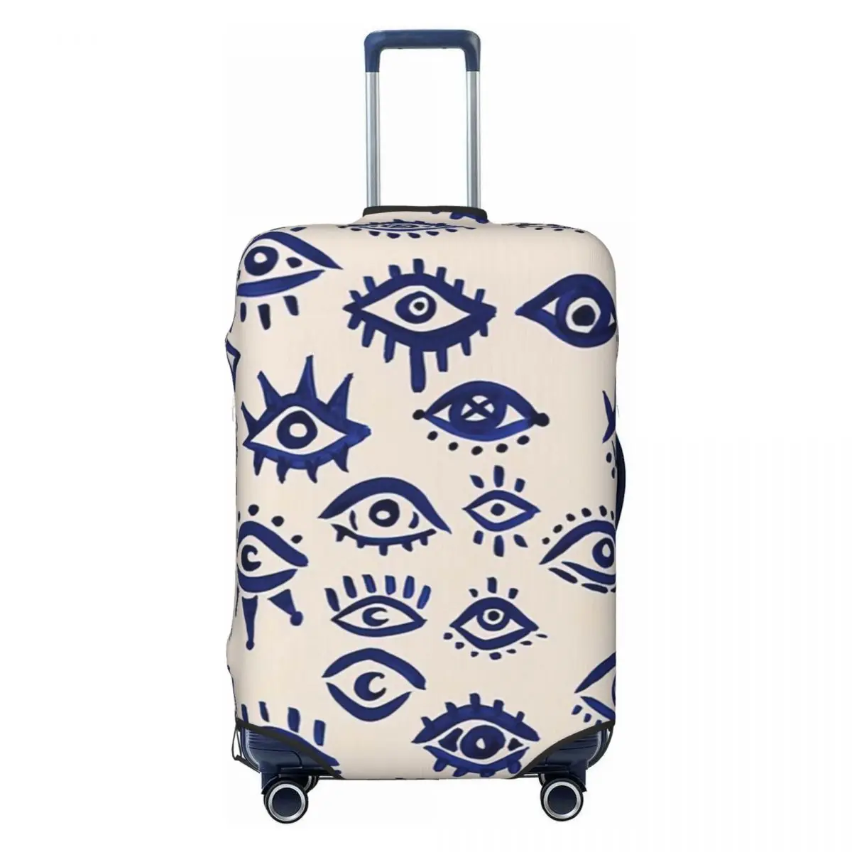 

Mystic Eyes Navy & Cream Print Luggage Protective Dust Covers Elastic Waterproof 18-32inch Suitcase Cover Travel Accessories