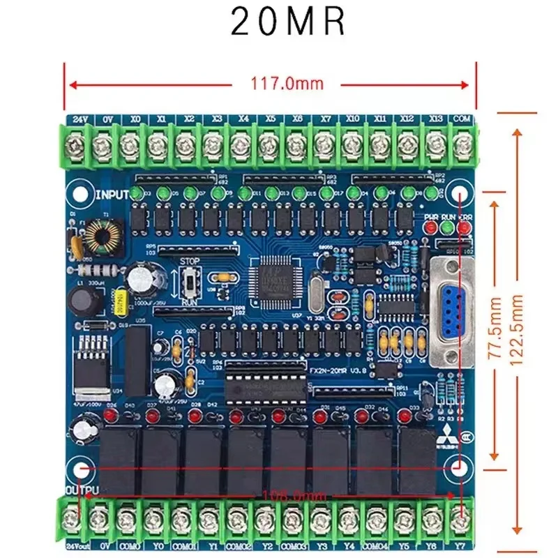 Controller programmabile FX2N-20MR PLC scheda di controllo industriale 12 ingressi 8 uscite 24V 5A download online testo spegnimento tenere