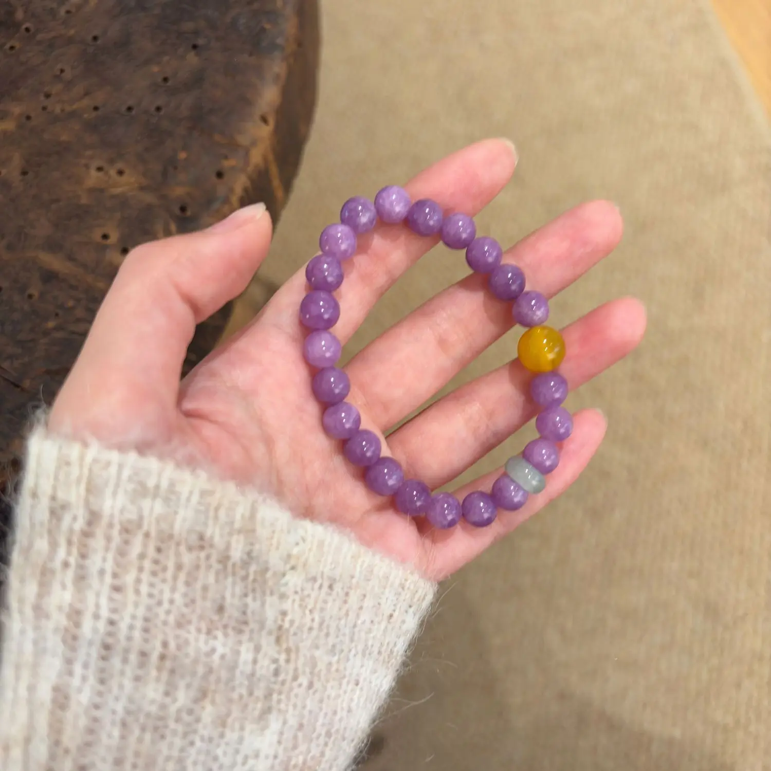 Bracciale in calcedonio viola, gioielli sfumati, periferico commemorativo, derivato, Bracciale della dea