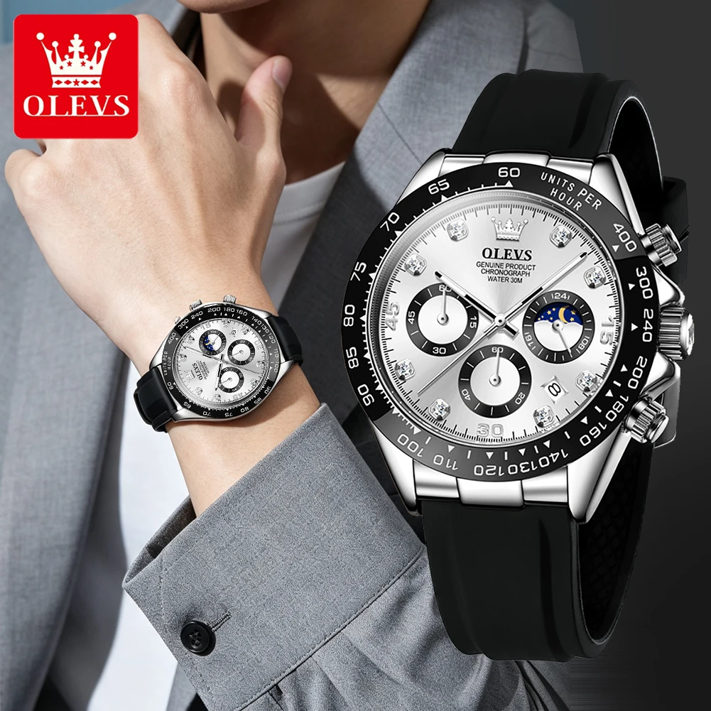 Luxury Watch White - Relojes cronógrafo originales OLEVS para hombre,
