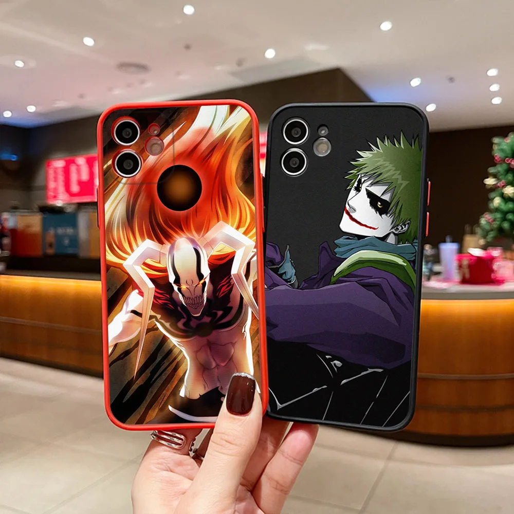 Phone Case For iphone 16Pro 7 8 Plus 15 14 13 Mini 12 11 16 Pro Max SE XR Bleach Ichigo Anime Matte Frosted Translucent Cover