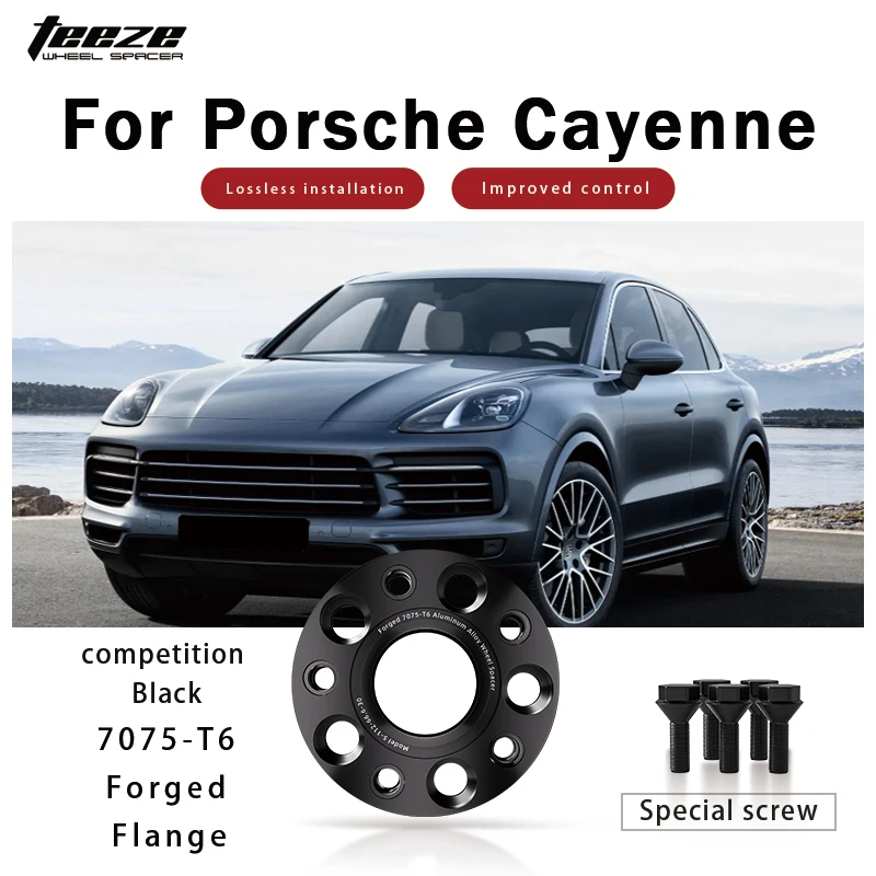 

Teeze 2/4pcs 5x130 CB 71.6 M14x1.5 Hub Centric Black Forged wheel spacer For Porsche Cayenne Flange Plate15/20/25/30/35mm
