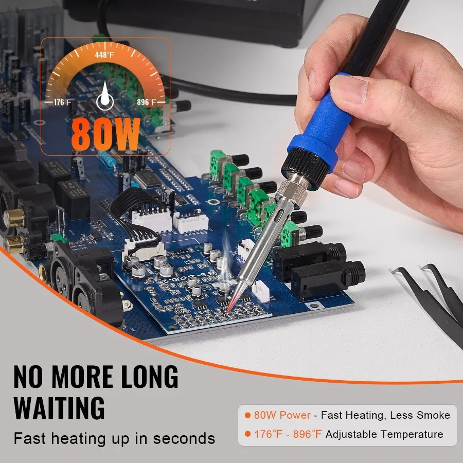 Stazione per saldatore Kit stazione di saldatura con display digitale da 80 W e 5 punte di ferro