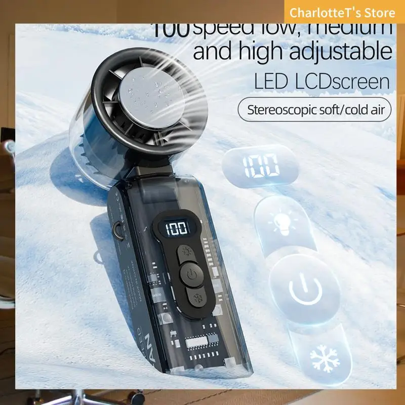 

Portable Fan High Speed Handheld Turbo Fan Overcharge, Overcurrent And Overdischarge Protection Black-ABLI