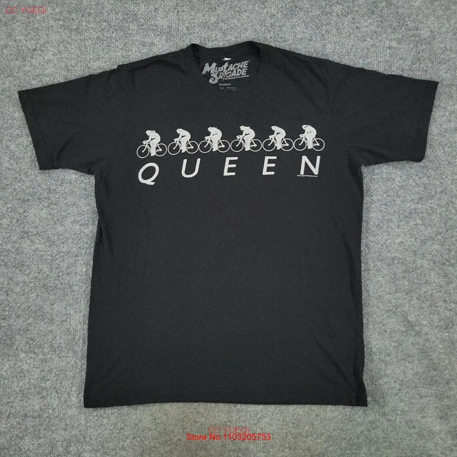 

Футболка Mustache Brigade, мужская средняя черная футболка Queen Bicycle, винтажная стираная удобная мягкая дизайнерская одежда для дома