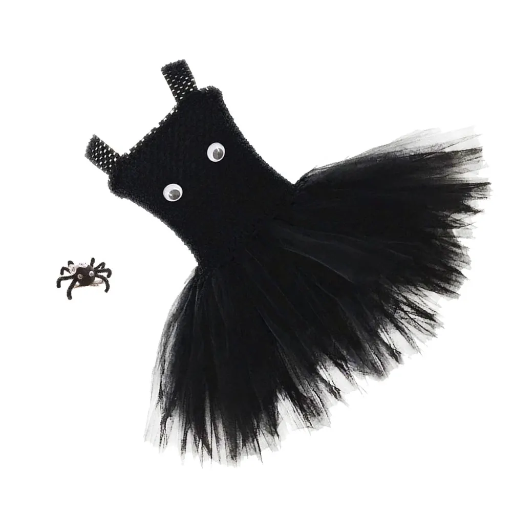 スパイダーチュチュ衣装ハロウィンガールズドレスコスチュームコスプレ服セットノースリーブキッズパーティー服通気性素材