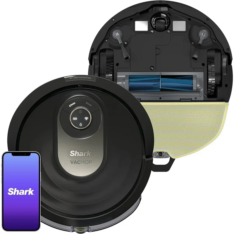 

QWShark AI Robot Vacuum & Mop,with Home Mapping,Perfect for Pets,Wifi,Works with Alexa,Black/Gold (AV2001WD)