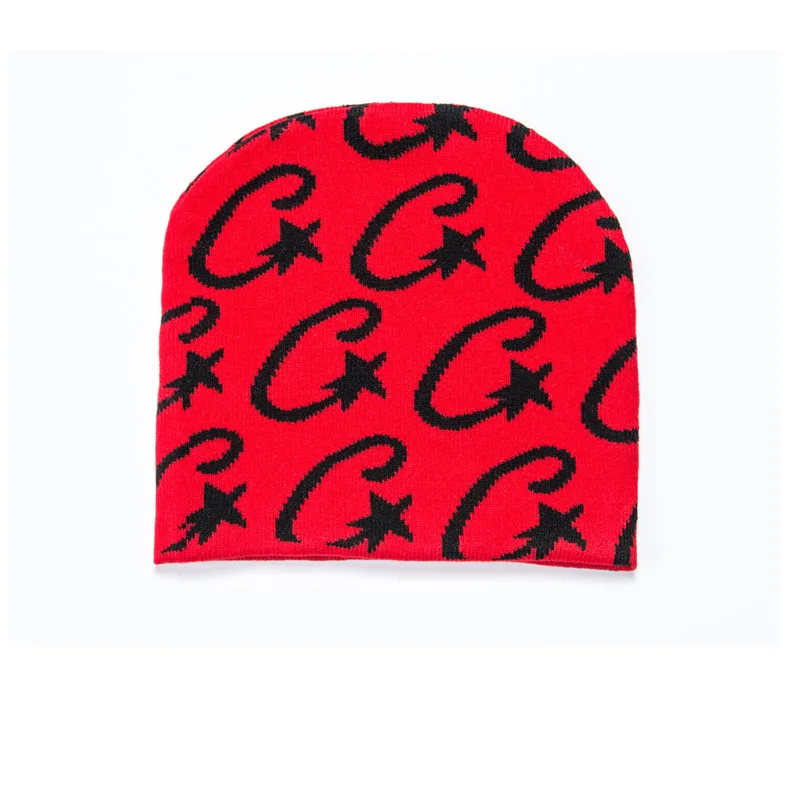 Gorro de punto con estampado de monograma para hombre y mujer, gorro cálido de lana, frío, moda, Y2k, Invierno