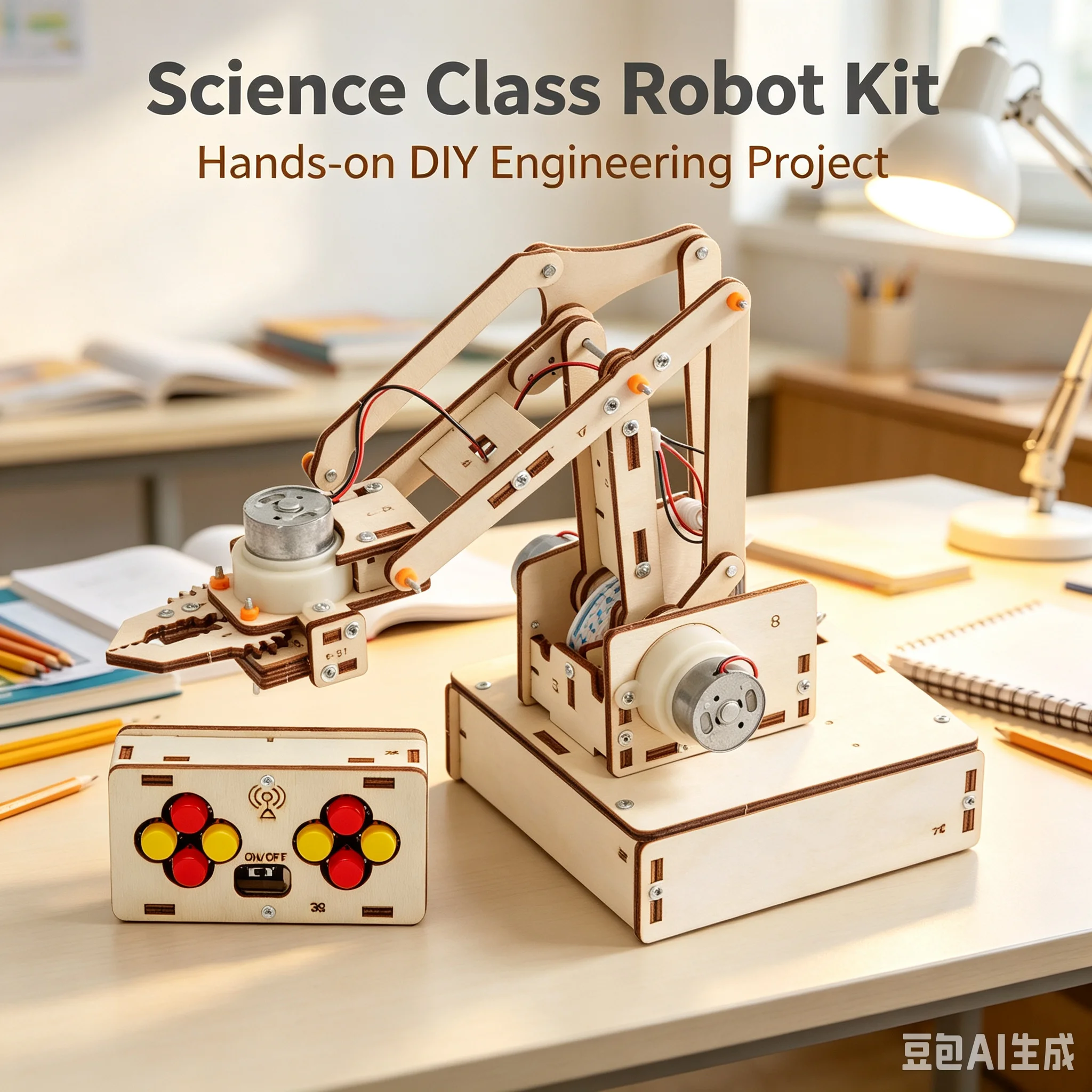 Wireless Remote Control Robotic Arm DIY Assembly Kit, Science Experiment Educational Kit