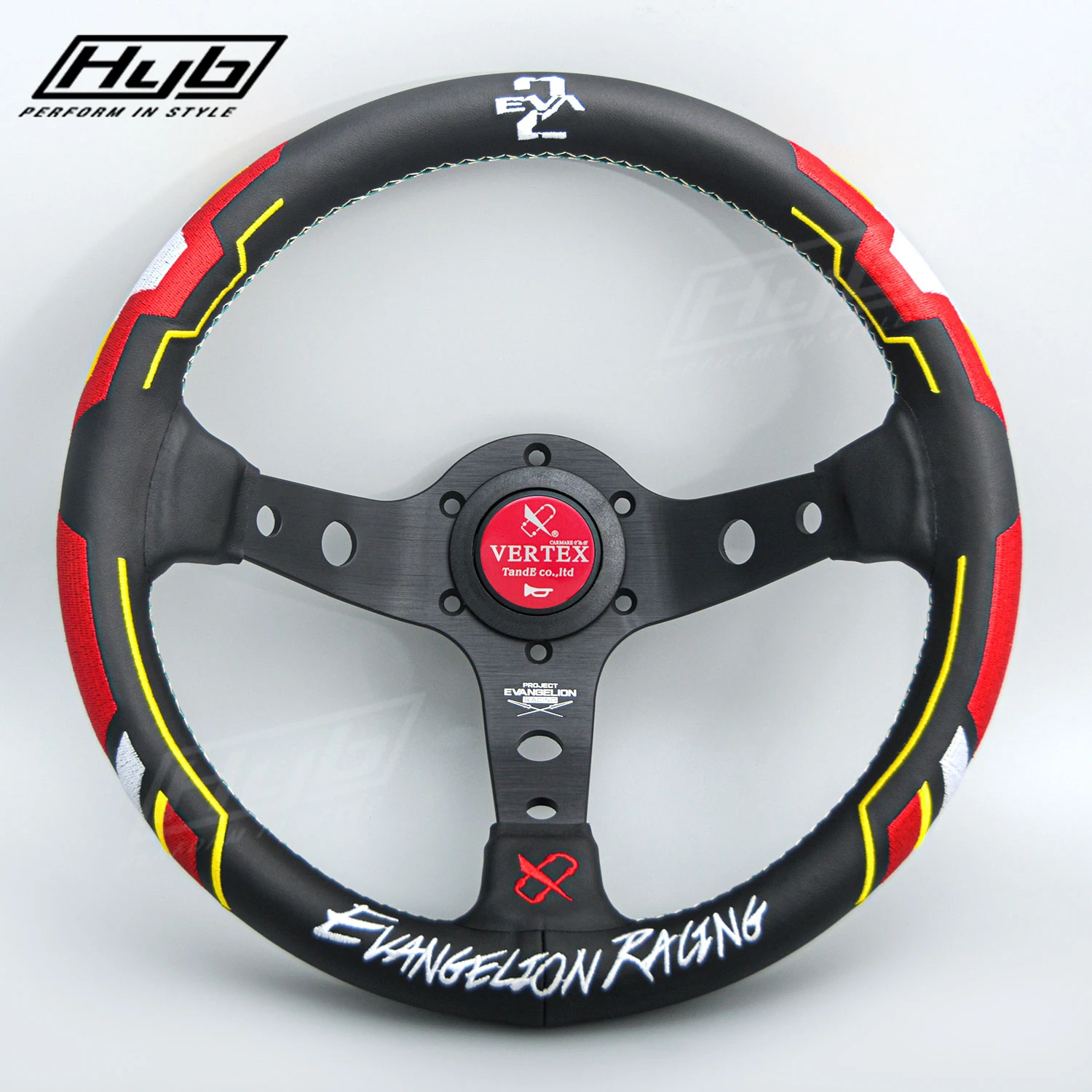 EVA2 Vertex x Evangelion Racing Steering Wheel JDM Sports Style Modified Car Tuning Wheel