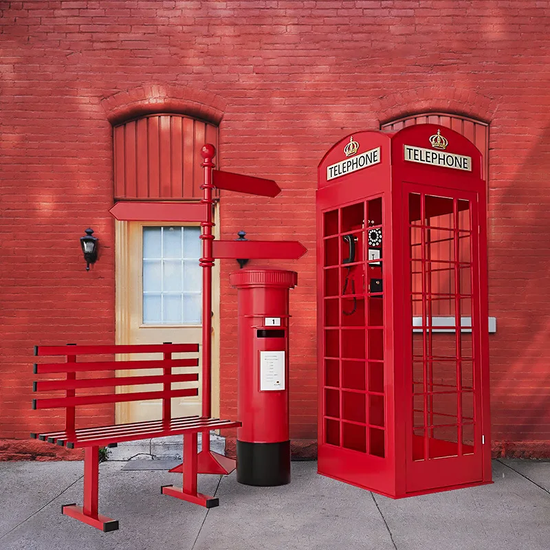 Nanchi Metal Telephone Booth Sculpture Home Wedding Party Decor Ornaments Props Beautiful Pink 2M High Metal Telephone Booth