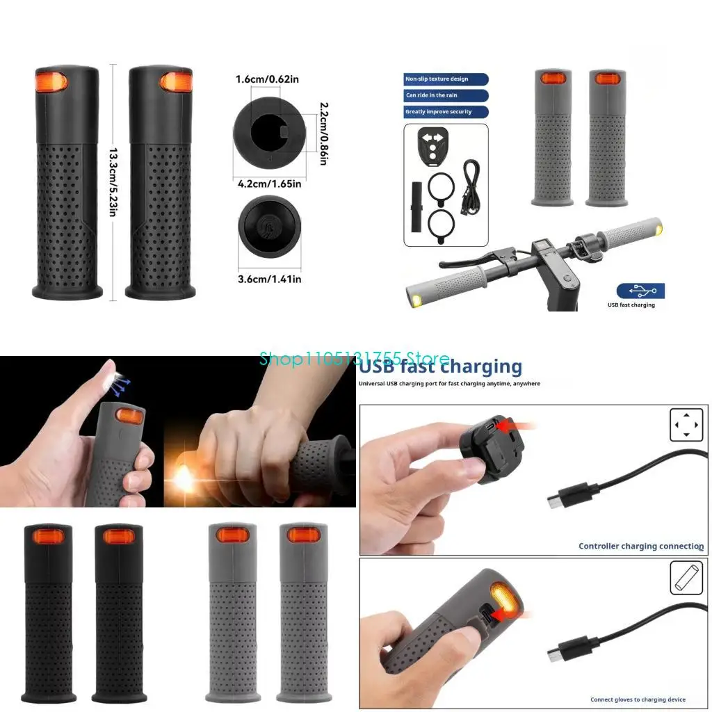 

K0EF Waterproof Handlebar Turn Light Electric Scooter Handle Grips Turn Nonslip Grip Replacement Easy Installation