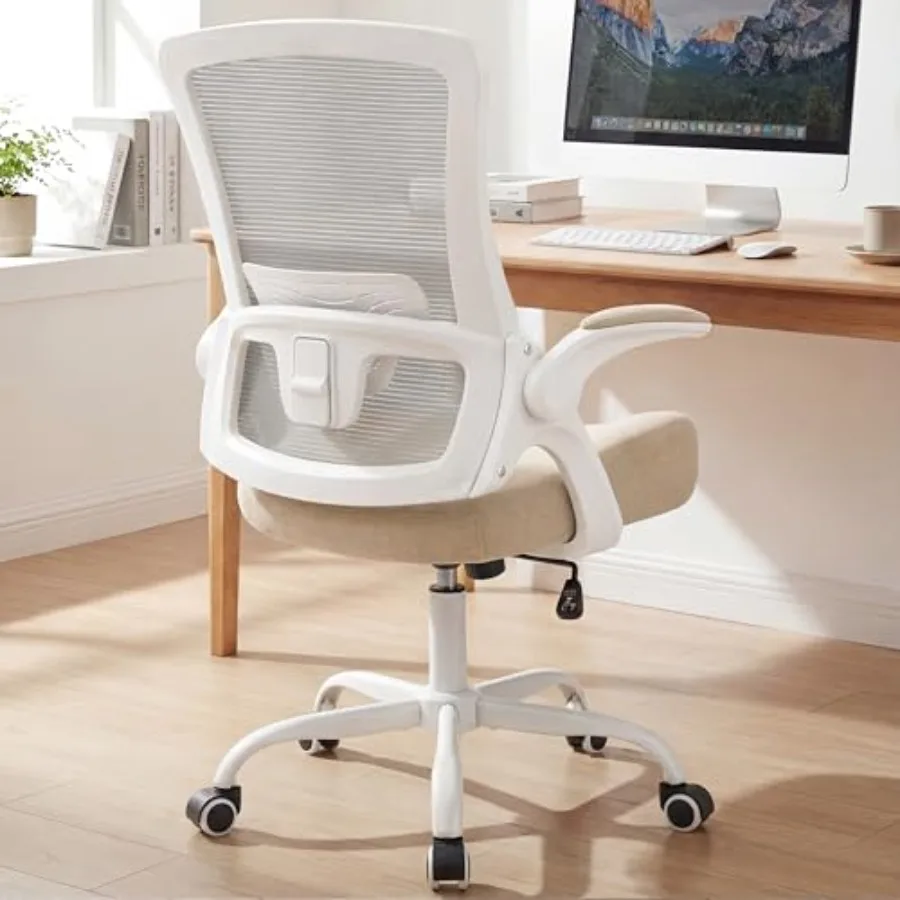 

Office Chair High Back Desk Mesh Chair Comfy Computer Gaming Seat with Adjustable Ergonomic Lumbar Rolling Flip-up Armrests and