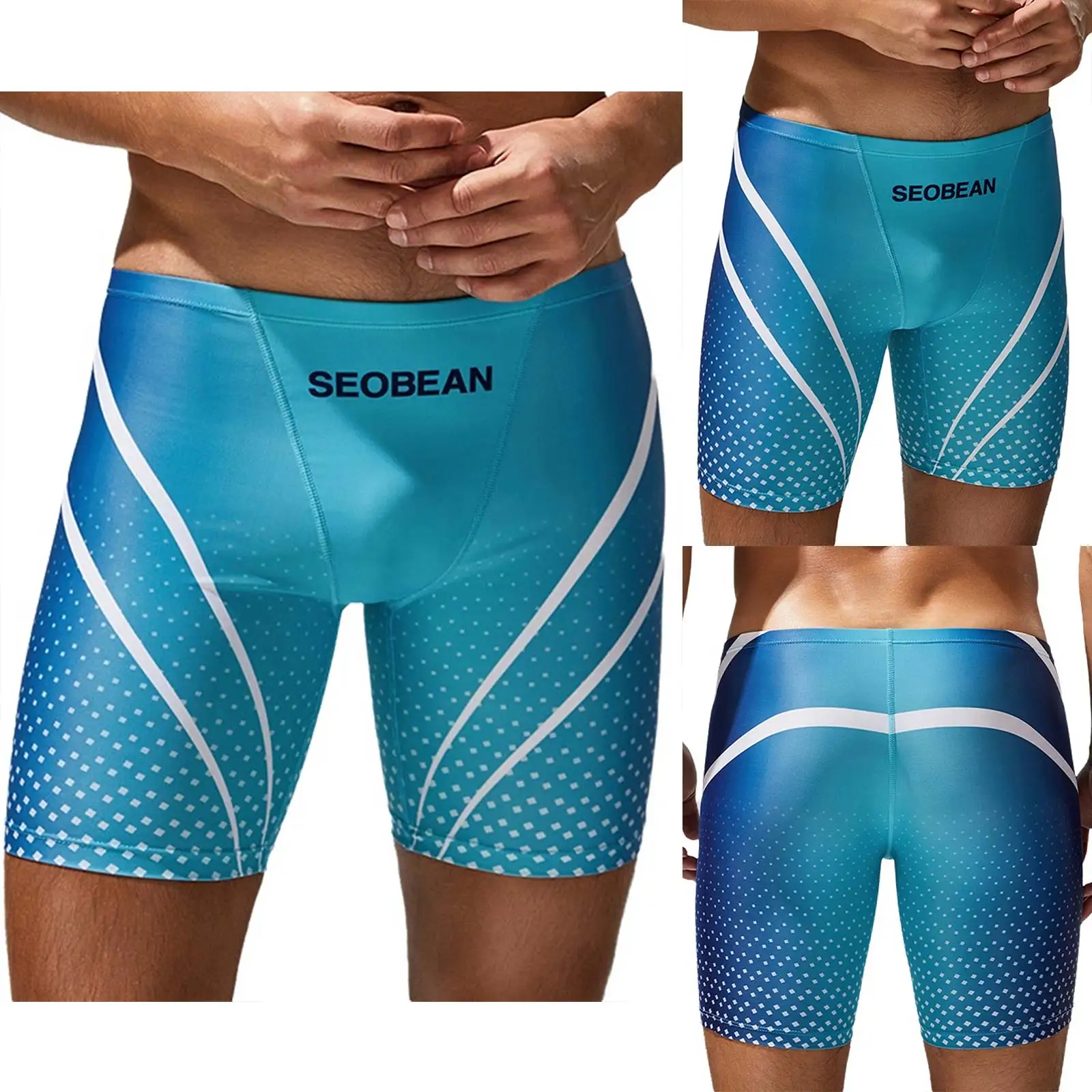 

Men Athletics Swim Trunks Shorts Outer Flat Seams Quick-drying Swim Compression Stretchy Shorts for Surfing Diving Workout Pants