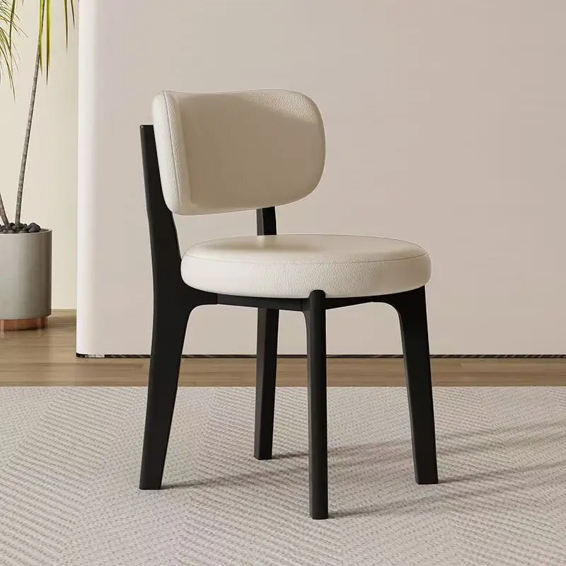 #@Solid Wood Cream-colored Wooden Legs Modern Design Lightweight Dining Chair for Kitchen