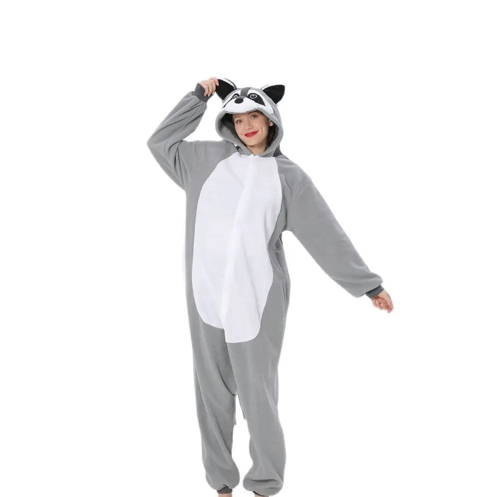 Unisex the Raccoon Costumes Onesies Monster Cosplay Pajamas Adult Pyjamas Animal Sleepwear Jumpsuit