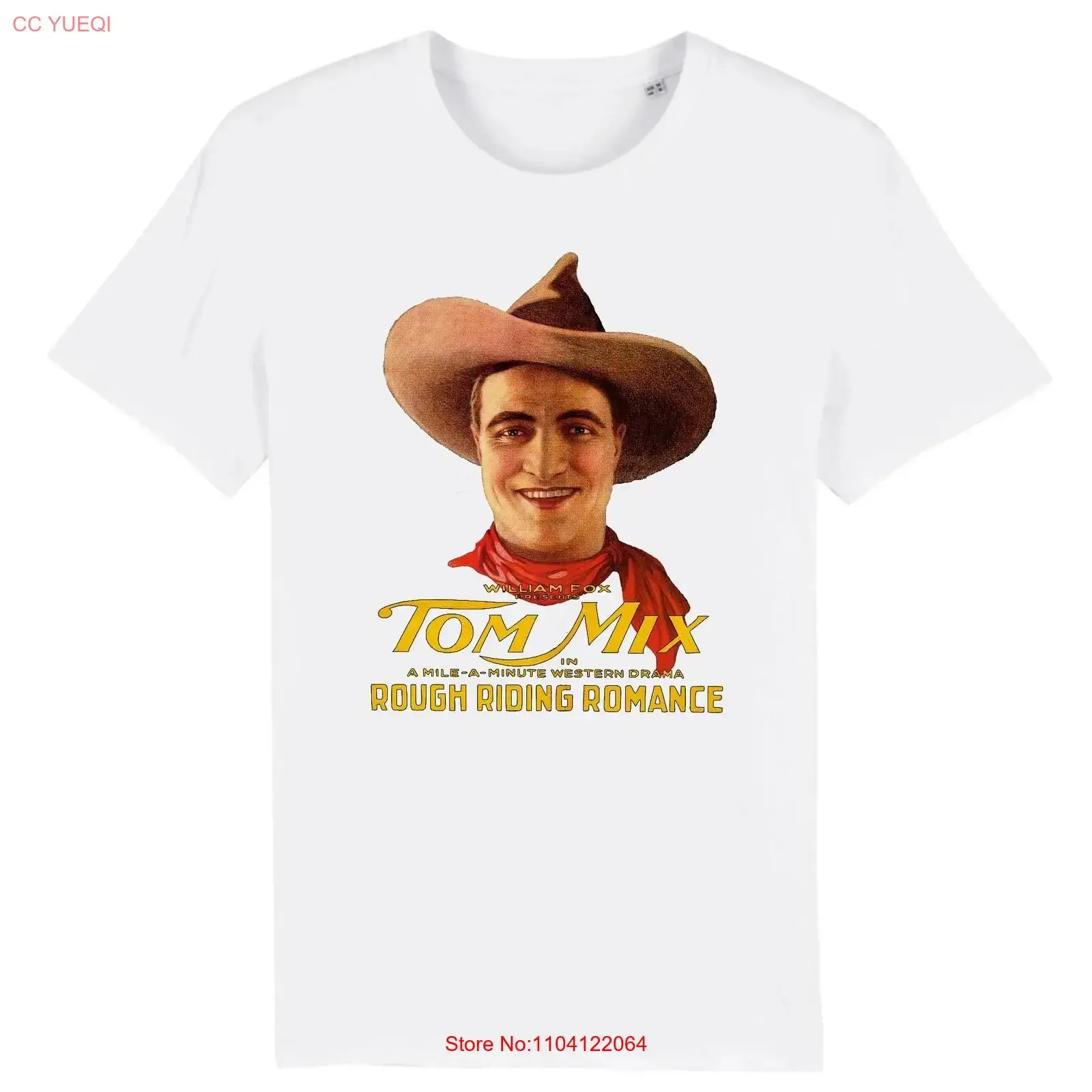 Rough Riding Romance protagonizada Tom Mix 1920 Camiseta de algodón orgánico vintage Lavado Transpirable Ropa de diseñador de moda Versátil