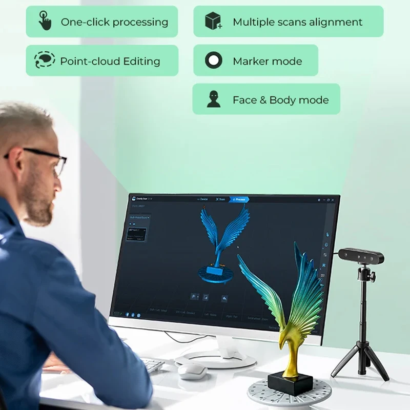 Creality CR-Scan Ferret SE 3D Scanner Original Portátil Scanner Portátil 30FPS Digitalização Rápida 0,1mmAcuracy 24bit Fullcolor Scan