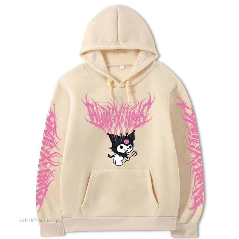 Sanrio kuromi novas roupas primavera outono harajuku camisas superiores das mulheres dos homens hoodies casais camisolas y2k feminino nova tendência pullovers